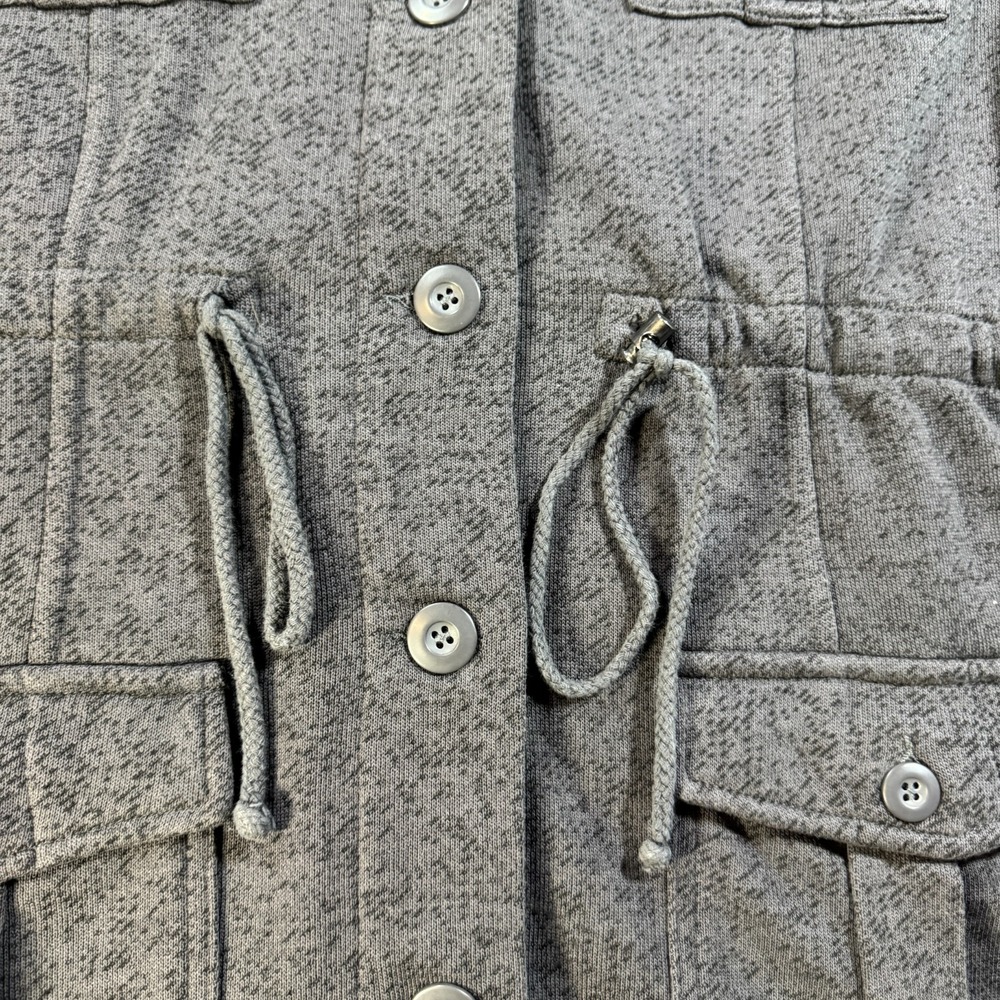 Torrid Womens 1 Gray Knit Military Utility Jacket Drawstring Waist Button Front - Picture 3 of 11